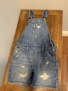 GAP KIDS GIRLS JEAN OVERALL SHORTS SIZE M - Picture 1 of 6