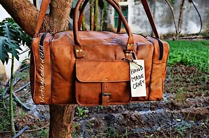 overnight Bag Men's genuine Leather large vintage Duffle Travel gym weekend Bag - Picture 1 of 6