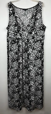 Mujeres Maxi Vestido 2X Negro Blanco Floral Midi Imperio Cintura Boho Informal Elastizado Foto 1 de 4