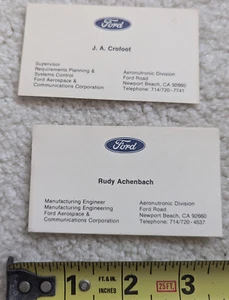 2 new 1980 ford aerospace business card newport beach ca crofoot aeronautical - Picture 1 of 1