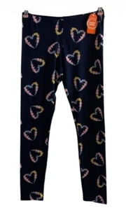 Wonder Nation Girls Leggings Blue 18 Full Length Elastic Waist Colorful Hearts - Picture 1 of 10
