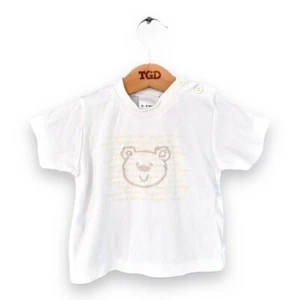 Baby Girls Boys Unisex Cream Bear Embroidered T-Shirt Top Age 0-3 months - Picture 1 of 3