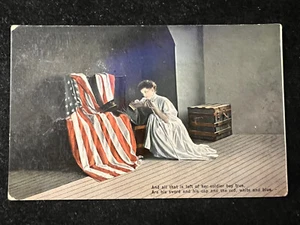 1908 - ALL THAT IS LEFT OF HER SOLDIER BOY BLUE PATRIOTIC POSTCARD - J510 - Picture 1 of 3
