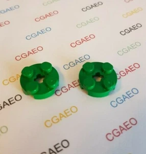 2 x Lego 4032 Plate, Round 2 x 2 with Axle Hole - Green - Imagen 1 de 1