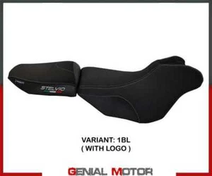 Rivestimento sella Ives Nero BL+logo T.I. per Moto Guzzi Stelvio 1200 2008>2016 - Imagen 1 de 2