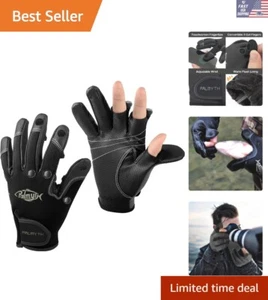 Water-Resistant Neoprene Fishing Gloves with 3 Cut Fingers - Unisex Design - Picture 1 of 7