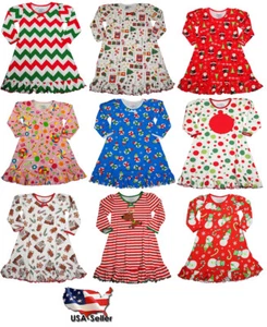 Sara's Prints Toddler Girls Long Sleeve Gown Multi Prints Ruffle CLOSEOUT - Picture 1 of 21