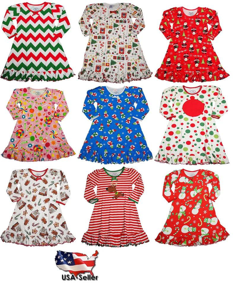 Sara's Prints 学步女孩长袖礼服多印花荷叶边 — 第 1/1 张图片