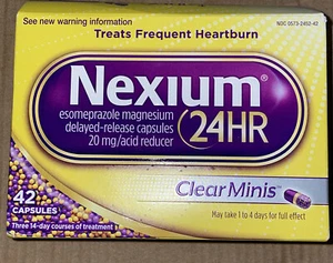 Nexium 24HR Treats Frequent Heartburn Clear Minis 42 Capsules Exp 2026+ - Picture 1 of 1