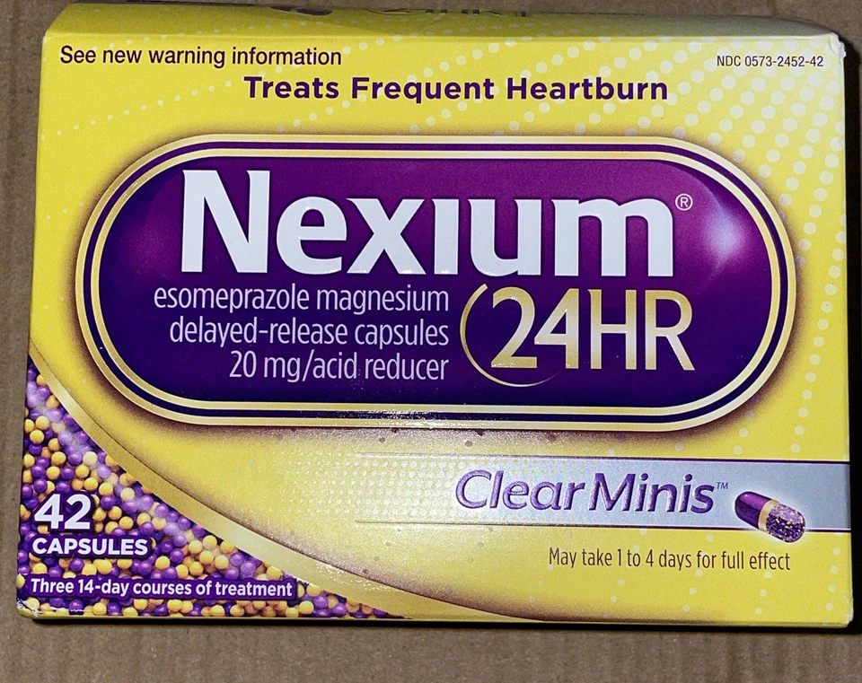Nexium 24HR лечит частые изжоги прозрачный мини 42 капсулы срок годности 2026+ - Изображение 1 из 1