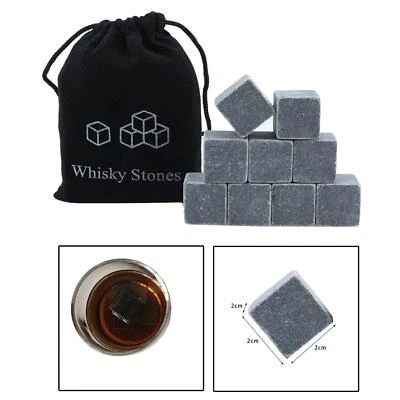 9Pcs Whiskey Stones Reusable Ice Cubes Refreezable Gift Set Marble Ice Cubes - Image 1 of 4