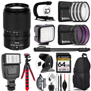 Nikon NIKKOR Z DX 18-140mm f/3.5-6.3 VR Lens -Video Kit +Flash,64GB Bundle - Picture 1 of 10
