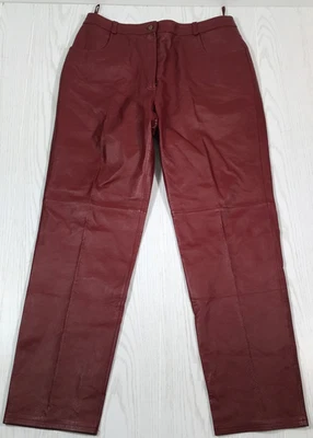 Pantalones de cuero estilo Metro para mujer 18 altos rojos rectos 5 bolsillos forrados club gótico Foto 1 de 4