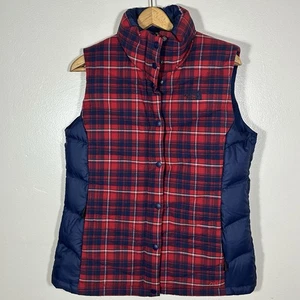 Gilet imbottito The North Face 700 donna taglia XL rosso navy a quadri piumino d'oca zip a scatto - Foto 1 di 11