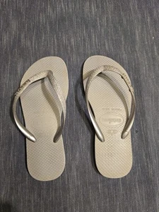 Gebrauchte Mädchen Havaianas Zehentrenner Größe 33-34 Silber Glitzer - Bild 1 von 13