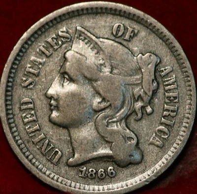 1866 Philadelphia Mint Three Cent Coin - Image 1 of 2