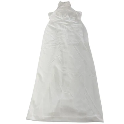 Vestido Badgley Mischka Talla 4 Blanco Reese Halter Cuello Sin Mangas Lado Crepé Foto 1 de 4