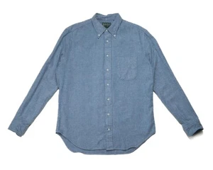 Gitman Vintage $250 NWT Blue Herringbone Flannel Soft 100% Cotton Shirt L - Picture 1 of 6