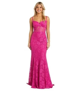 Morgan & Company Juniors' Glitter Hot Pink  Lace Corset Gown  Size 1  NWT  - Picture 1 of 14