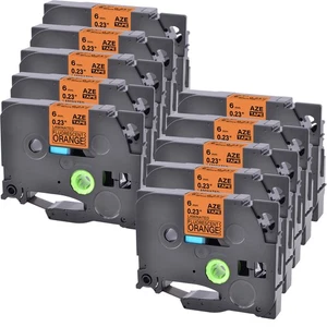 10 pezzi compatibile con Brother PTouch Tze Tz B11 nastro etichetta arancione fluorescente 6 mm - Foto 1 di 10