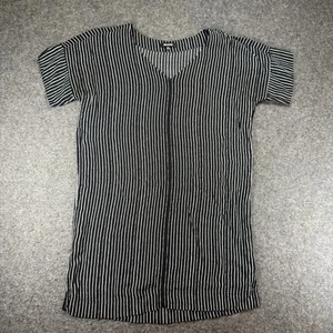 Madewell Kleid schwarz weiß gestreift Viskose Kurzarm V-Ausschnitt - Bild 1 von 8