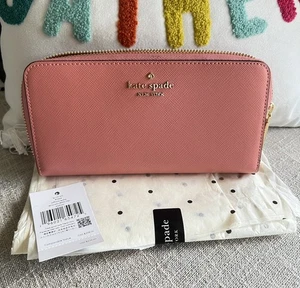 Nueva Cartera Continental Grande Kate Spade Madison Cuero Saffiano Rosa Terracota - Imagen 1 de 5