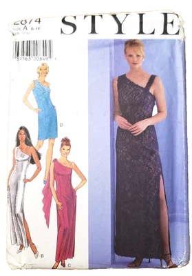 Style Pattern Misses' Evening Dress One Shoulder Variations Drape Sizes 6-18 CUT - Image 1 of 4