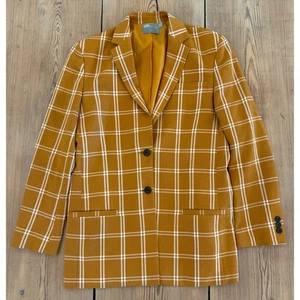 ASOS Orange White Plaid Blazer Pockets 4 - Picture 1 of 8