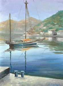 original painting 30 x 40 cm 84SmV artwork oil paints modern landscape - Picture 1 of 3