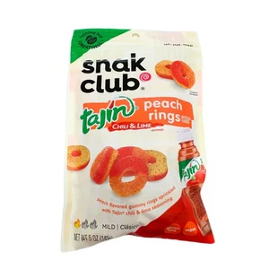 Snak Club Tajin Melocotón Anillos Caramelo Gomoso, Fruta Caramelo 5 Onzas (Paquete de 1) - Imagen 1 de 1