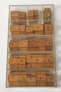 27 Piece Vintage Rubber STAMPS Alphabet Number and others Wooden Tray READ - Picture 1 of 8