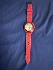 Coach W914 Boyfriend Silver Dial Red Rubber Strap Women's Watch - Picture 1 of 11