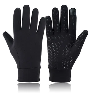 Mens Running Gloves Black Lightweight Anti Slip Touchscreen Warm Winter Thermal - Picture 1 of 8