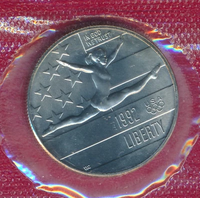 1992 OLYMPIC GYMNAST COMMEMORATIVE HALF DOLLAR **BOX & COA** FREE SHIPPING!! - Image 1 of 4