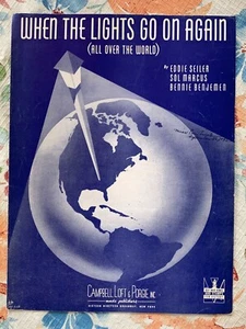Spartiti musicali d'epoca 1942 "When The Lights Go On Again" di Seiler Marcus Benjemen - Foto 1 di 3
