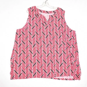 Kim Rogers Women's Sleeveless V Neck Tank Top Red White & Black Size 2X - Picture 1 of 4