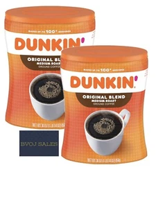 2 Packs Dunkin' Donuts Original Blend Ground Coffee Medium Roast 30 OZ Each Pack - Picture 1 of 1