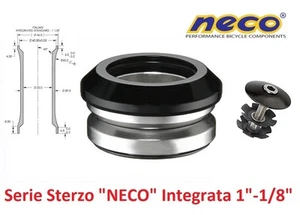 0080 Serie Sterzo "NECO" Integrata 1"-1/8" Nera per bici 26-28 Corsa Vintage - Foto 1 di 1