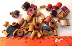 Vintage Miniature Dollhouse Diorama Wooden Spools of Thread Some Have NO Thread - Picture 1 of 5