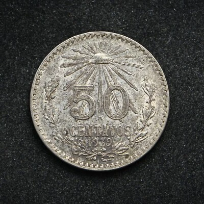 1939-M México 50 Centavos .720 Plata XF++ (bb18022) Foto 1 de 2