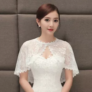 Bridal Floral Lace Shawl Wrap Cape Cover Banquet Tippet Stoles Wedding Tulle Top - Picture 1 of 17