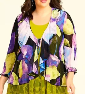 TS TAKING SHAPE plus size 3XL / 28 Floral Short Mesh Cardigan bolero jacket NWT! - Picture 1 of 4