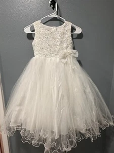 Vtg Girls Party Pageant Formal Wedding Dress Sz 6 White Tulle LIDA MADE USA C142 - Picture 1 of 15