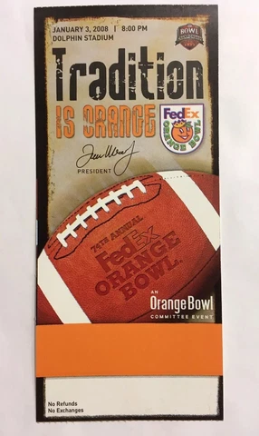 2008 Orange Bowl Club Ticket Stub Kansas Virginia Tech Football Cover