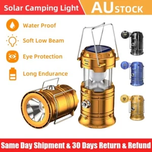 Portable Solar Camping Light Lantern Outdoor USB Rechargeable Hiking Tent Light - Picture 1 of 10