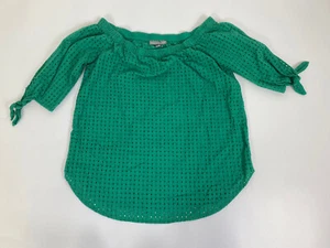 Jessica London schulterfreie grüne Bluse mit Ösen 3/4-Schleifenärmeln Damengröße 14W - Bild 1 von 5