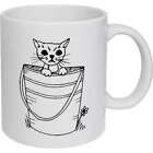 11oz (320ml) 'Kitten in Bucket' Ceramic Mug / Cup (MG00052751)