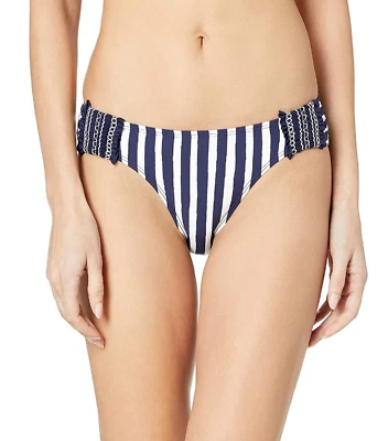 NUEVO Parte inferior de bikini Anne Cole Don't Smock Me Tab Hipster para mujer talla S azul blanco Foto 1 de 4