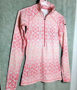 Nike Pro Pullover Womens Small Red White Dri-FIT Long Sleeve Half Zip Stretch - Picture 1 of 17