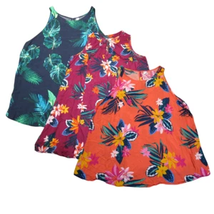 Lot of 3 Old Navy Hawaiian Tank Top Womens 3X Orange Green Pink Summer Vacation - Picture 1 of 21
